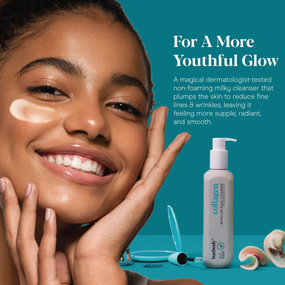 Collagen Cleansing Milk for Face, Vegan Facial Cleanser for Women and Men, Micellar Makeup Remover, Milk Cleanser Face Wash 8 Fl Oz